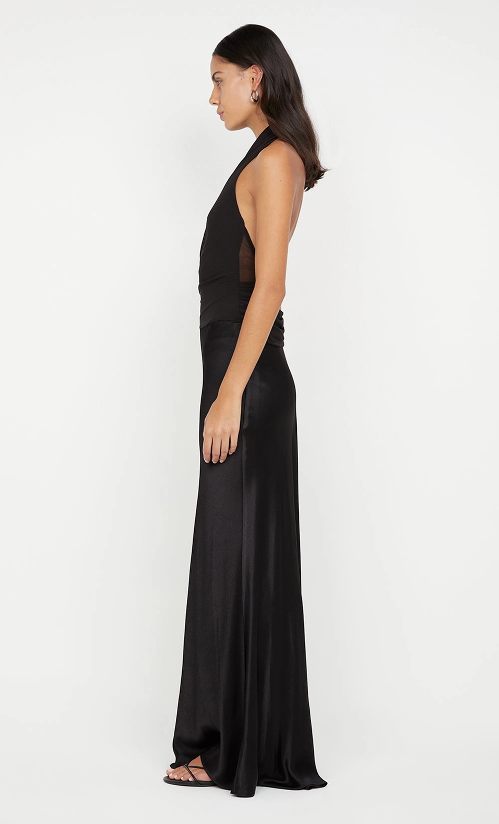 Scoop-Neck Versatile Design IDA HALTER MAXI DRESS - BLACK