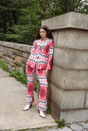 Lightweight Wear Trendy Cut Ikat Pants Red