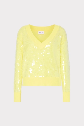 Yarn Dyed Ilaria Sequin V-Neck Sweater