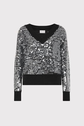 Ilaria Sequin V-Neck Sweater Texture Focus