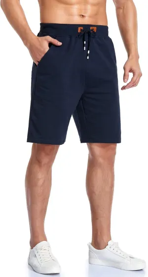 Immerguter Mens Shorts Adjustable Elastic Waist Casual Workout Shorts with Pockets