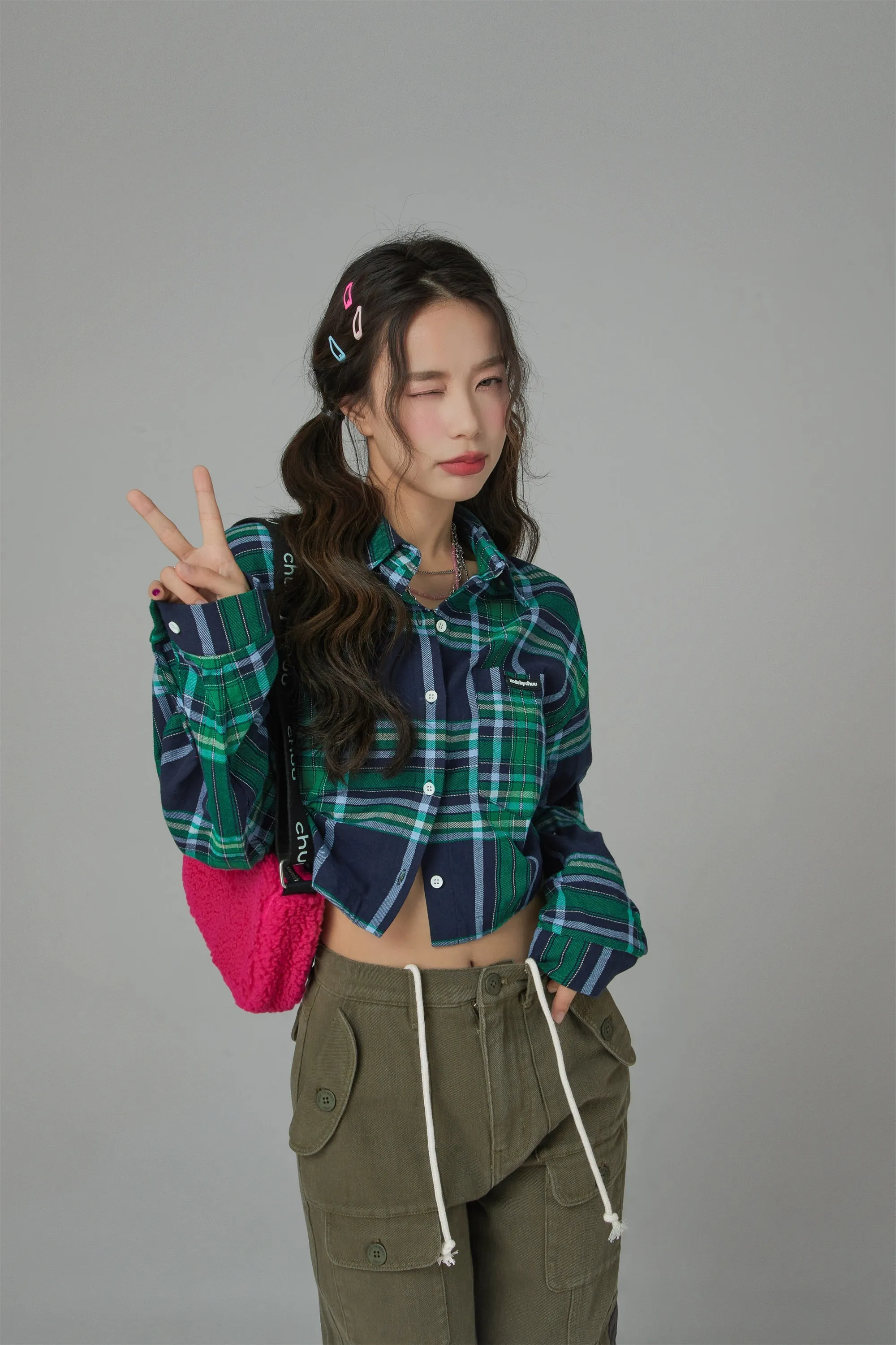 In The Middle Check Cropped Shirt