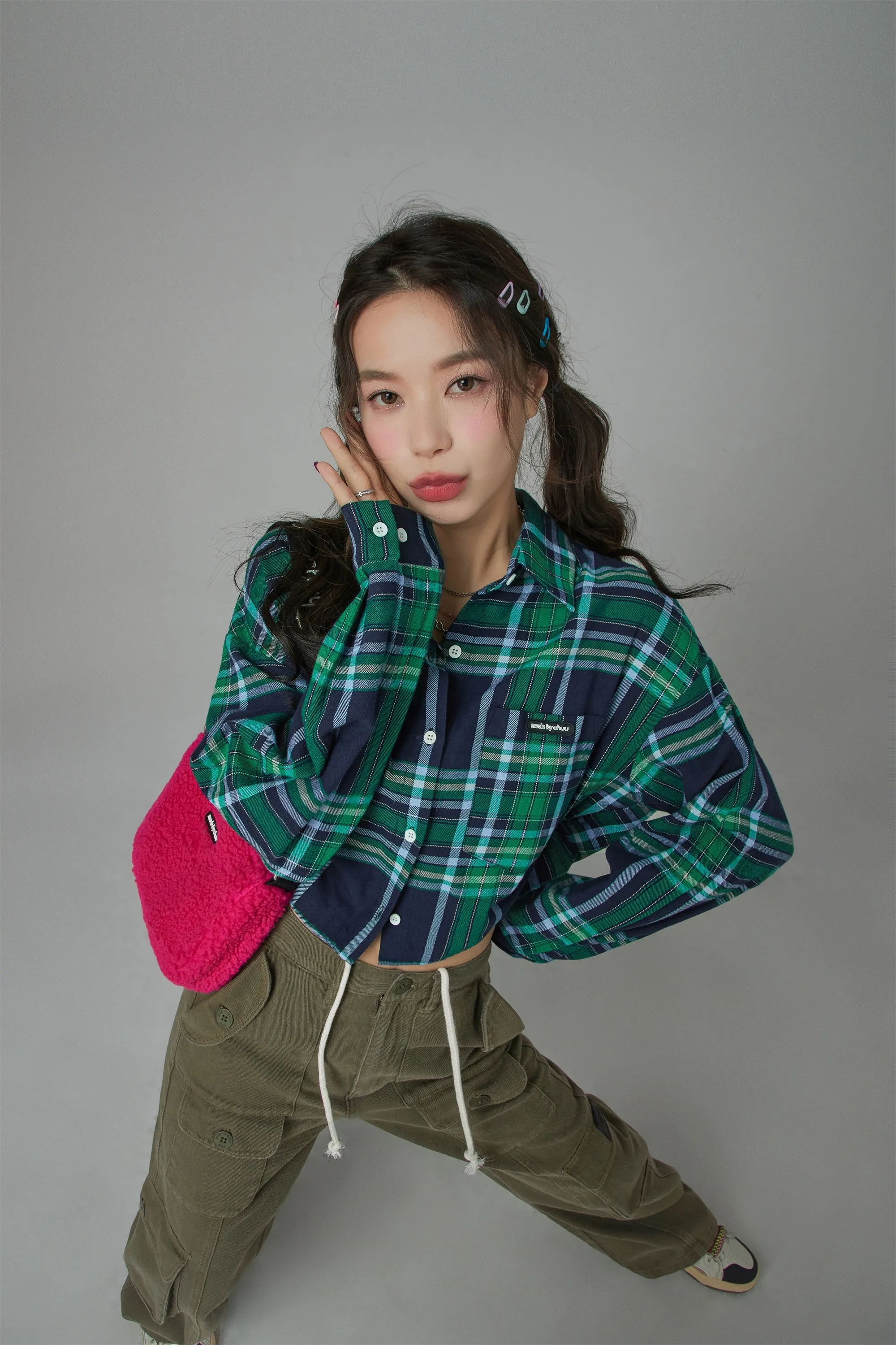 In The Middle Check Cropped Shirt