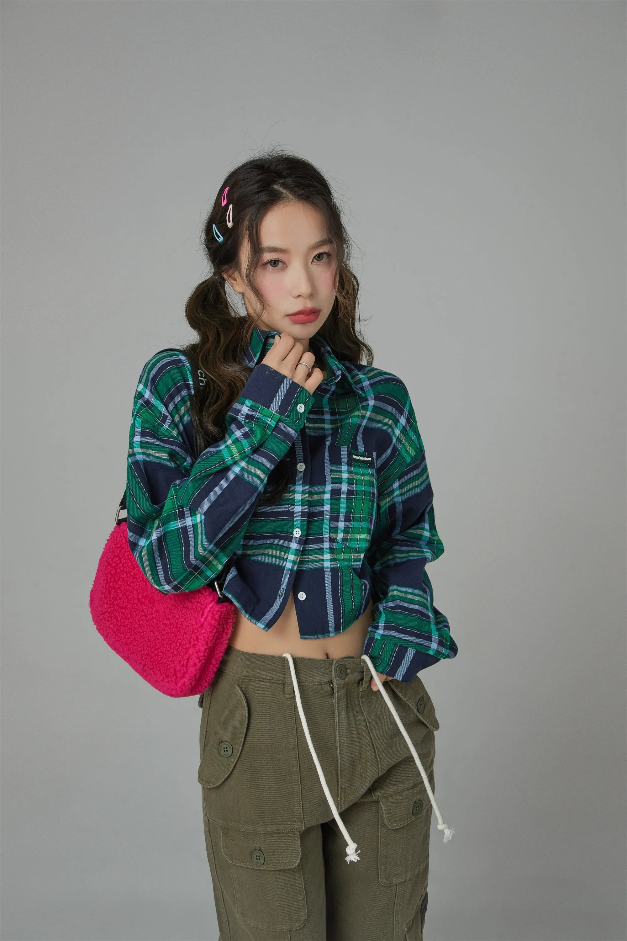 In The Middle Check Cropped Shirt