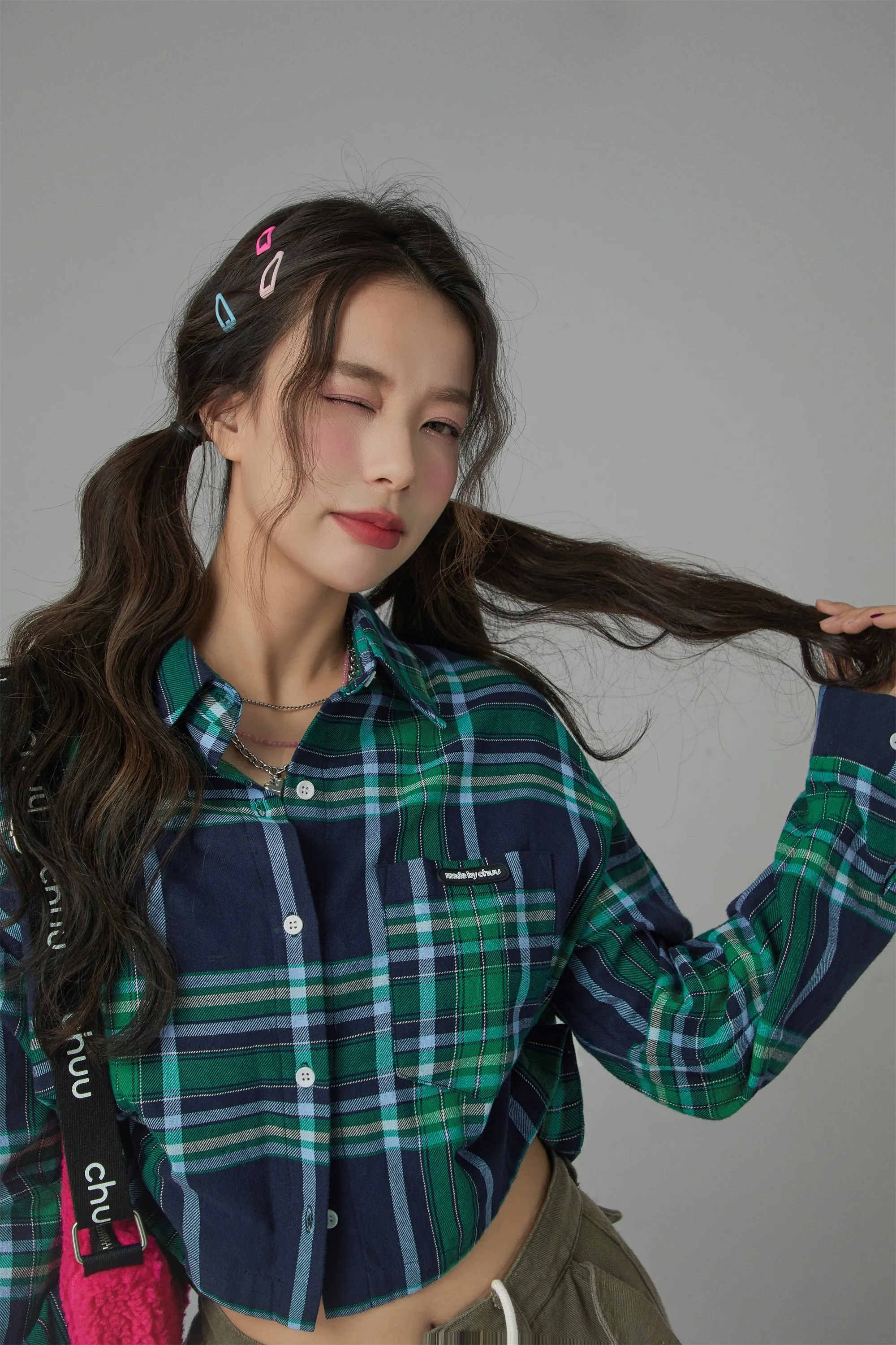 In The Middle Check Cropped Shirt