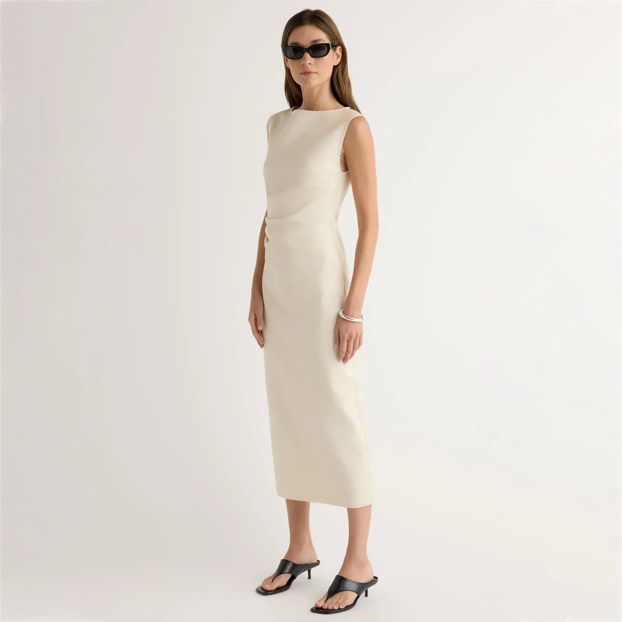 Chill Detail Inari Cotton Twill Boat-Neck Dress