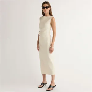Chill Detail Inari Cotton Twill Boat-Neck Dress