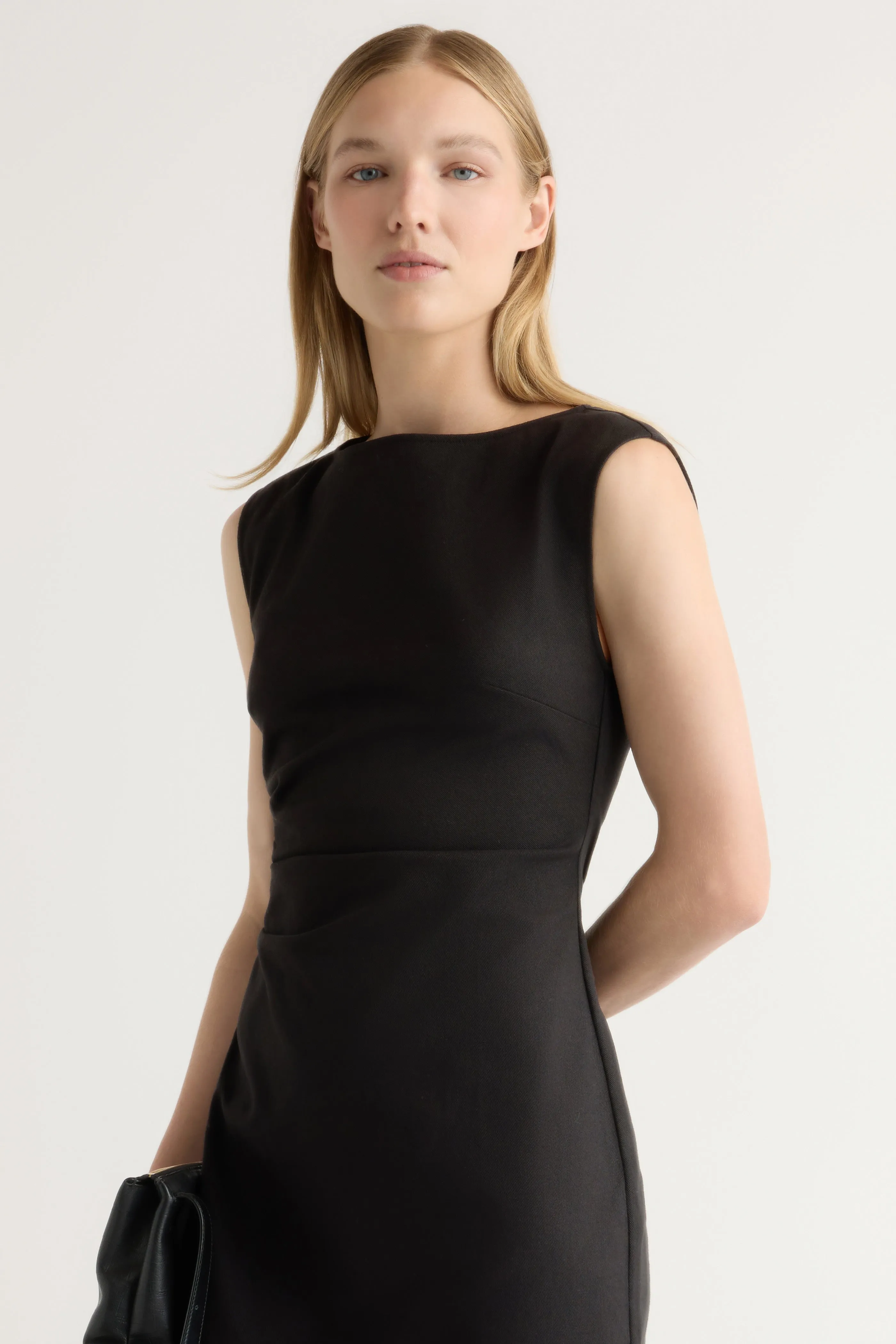 Casual Mode Texture Softness Inari Cotton Twill Boat-Neck Dress