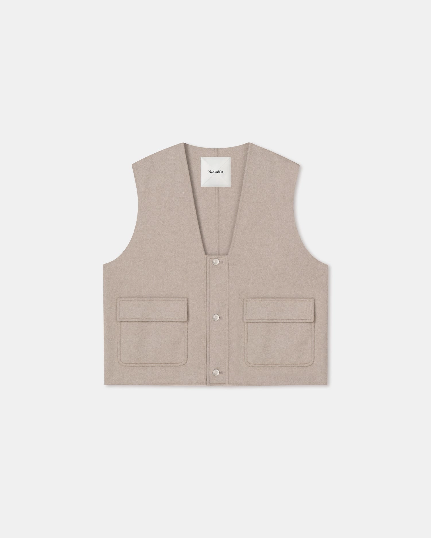 Mykel - Cropped Double Wool Vest - Stone Gym clothes for children Adjustable