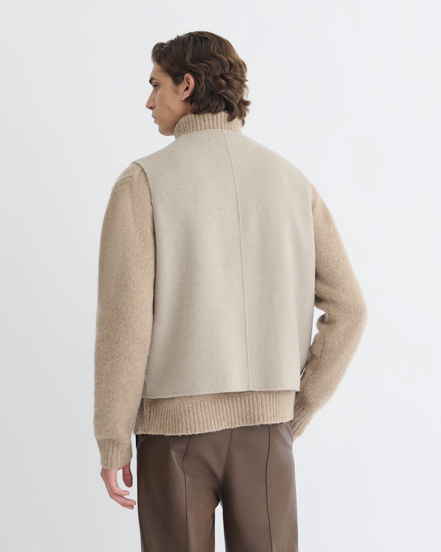 Drip - dry odor - resistant Mykel - Cropped Double Wool Vest - Stone