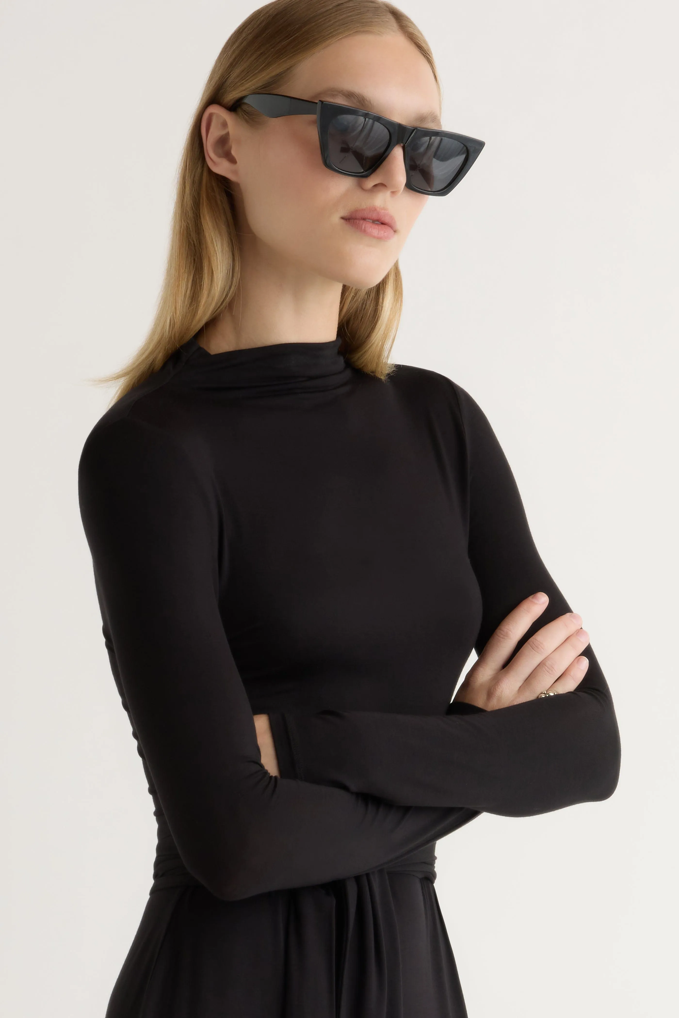 Warranty-Included Vero Tie-Front Long-Sleeve Dress