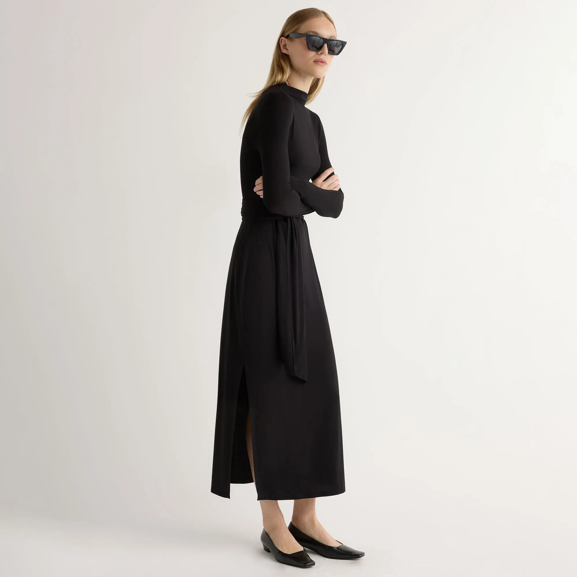 Classic Appeal Casual Comfort Wear Vero Tie-Front Long-Sleeve Dress