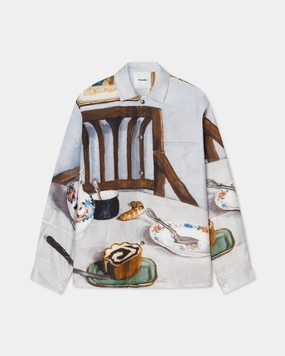 Anti Pilling Technology Double Stitched Hems Sebler - Printed Silk Twill Shirt - Poppyseed Cake