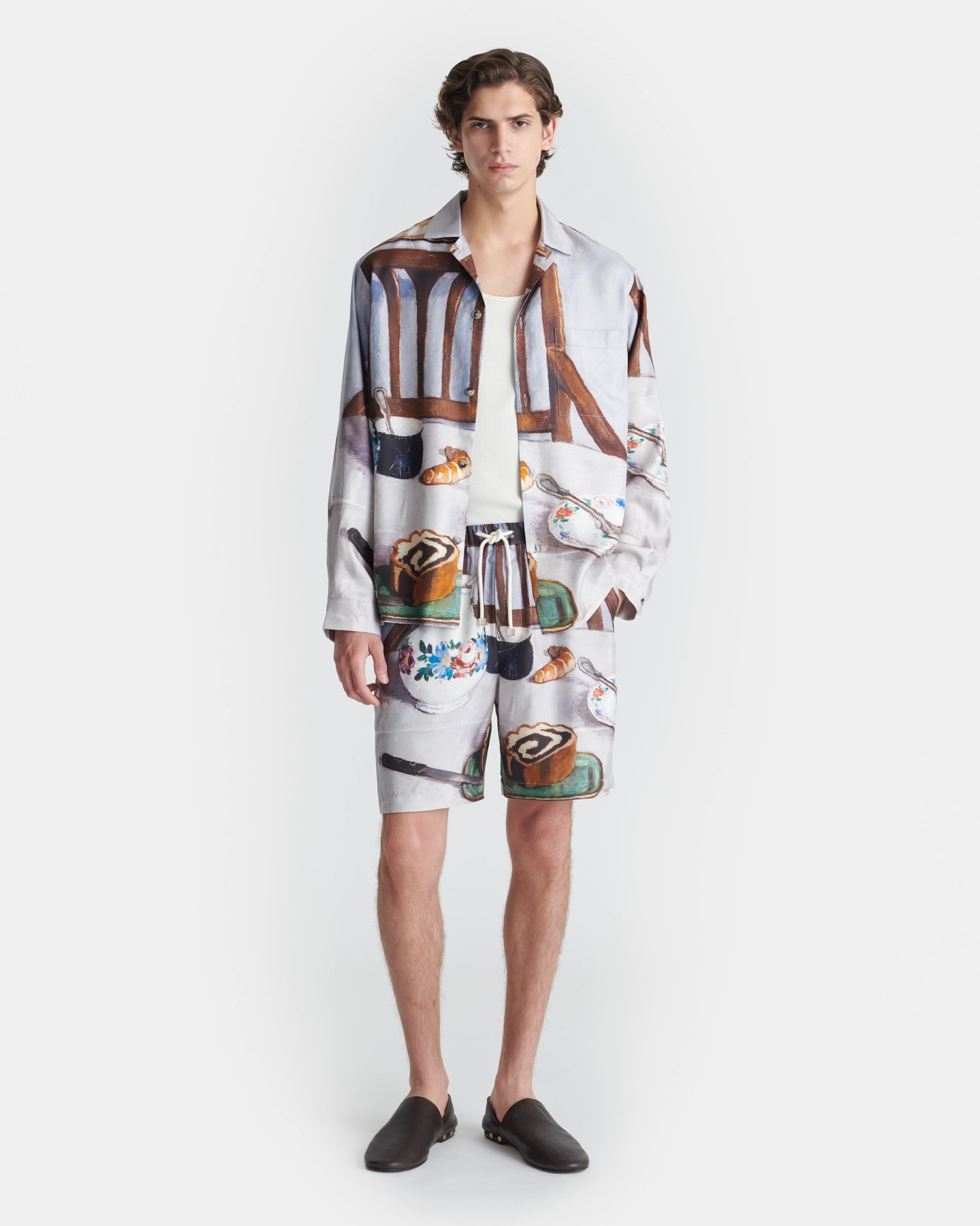Sebler - Printed Silk Twill Shirt - Poppyseed Cake FrictionResistant Edges Lightweight Design