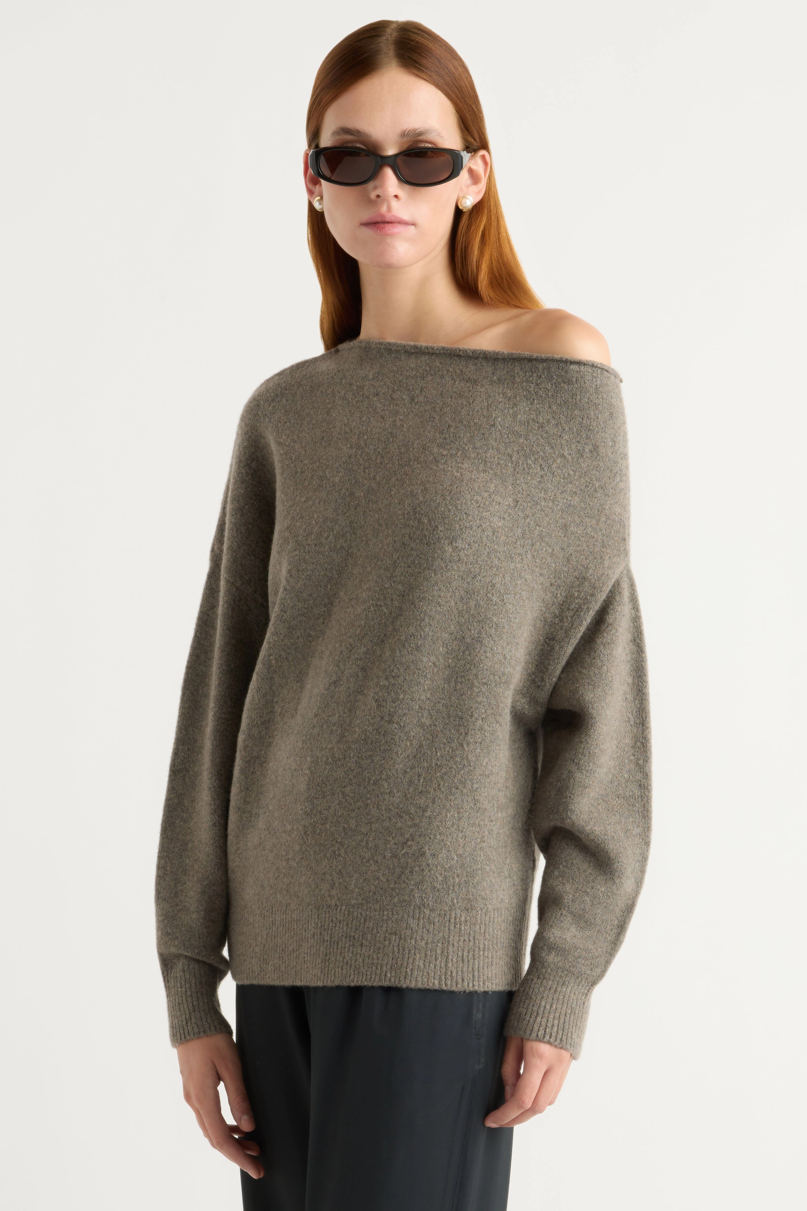 Light Reflective Yarn Comfortable Choice Iris Off-Shoulder Sweater