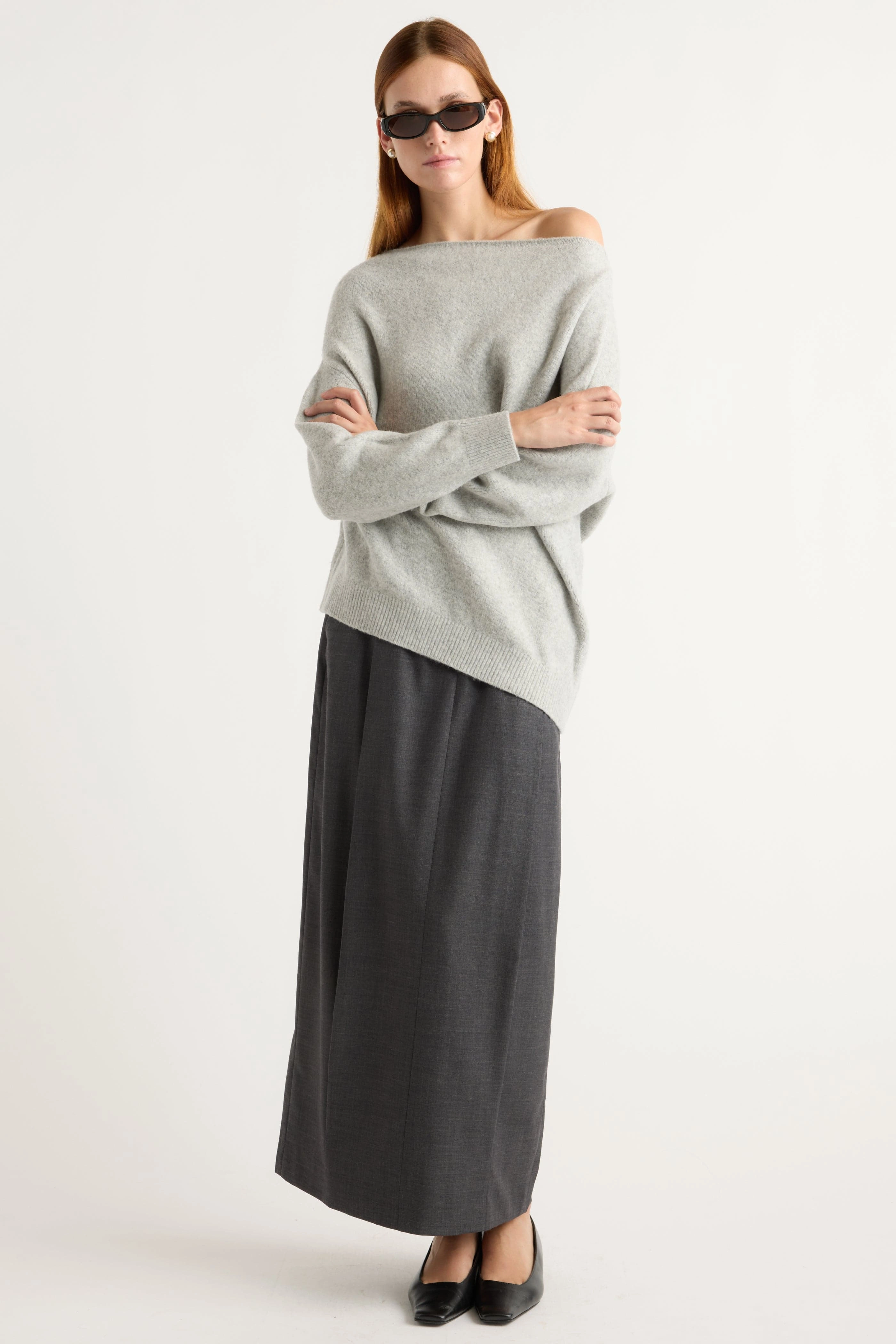 Cold-Weather Layer Eco Certified Fabrications Iris Off-Shoulder Sweater
