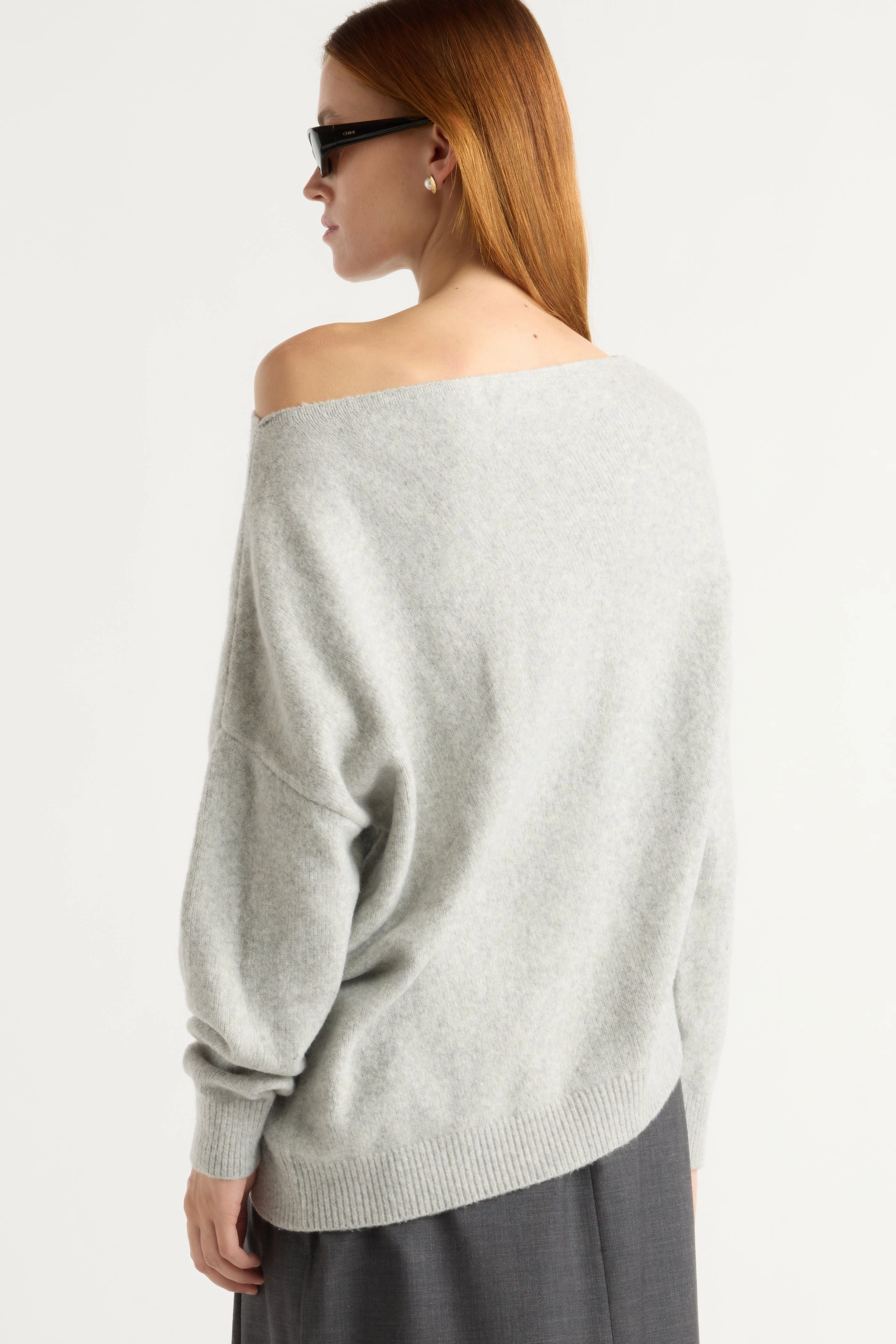 Breathable fabric Reversible design Iris Off-Shoulder Sweater