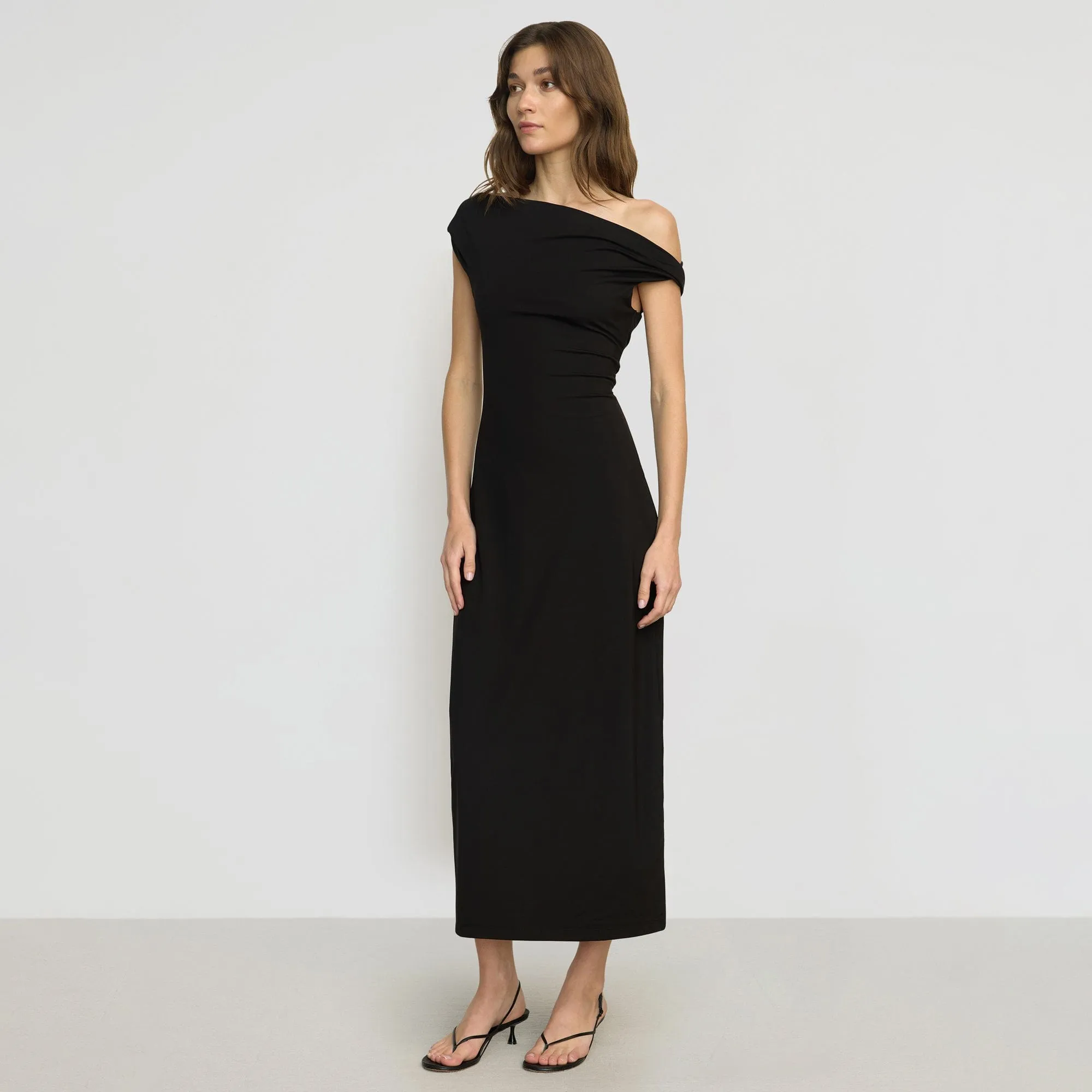 Floor-Length Iryna Asymmetric Off-Shoulder Dress