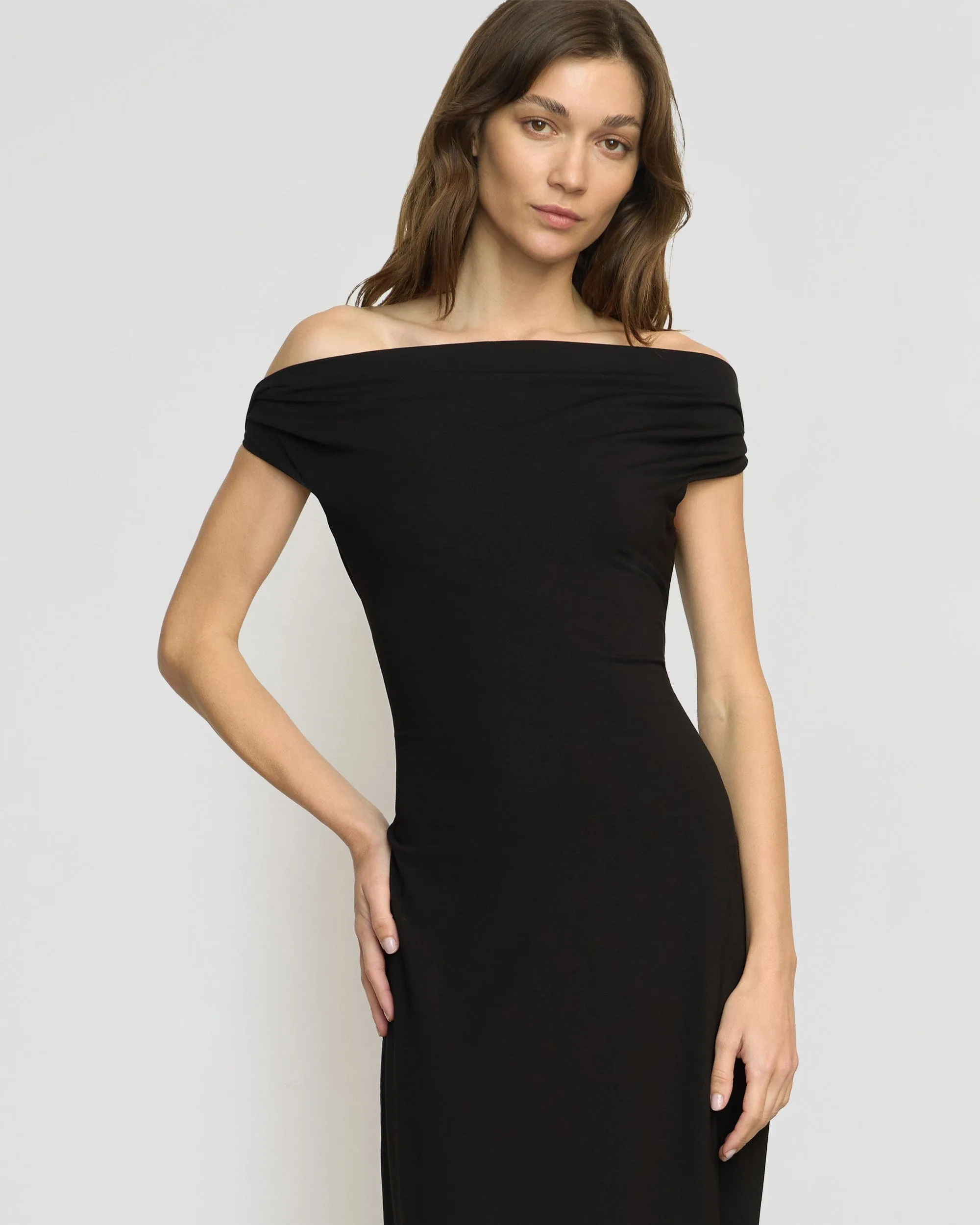City Layer Trendy Waist Iryna Asymmetric Off-Shoulder Dress