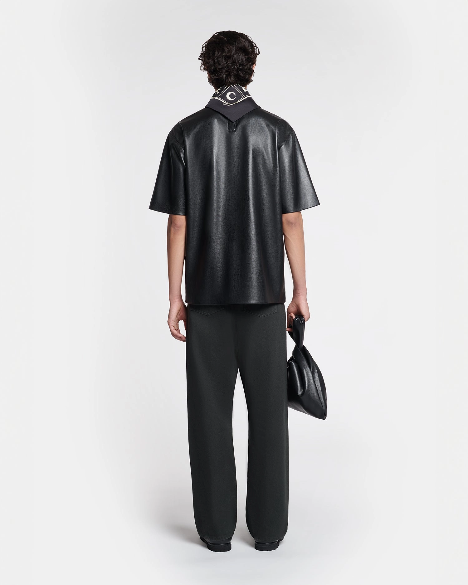 Isaac - Okobor? Alt-Leather T-Shirt - Black ContrastPlacket Breathable Material