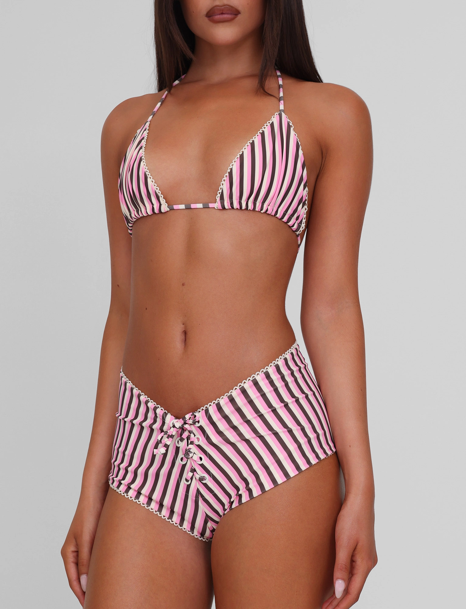 Summer Fun High Density Stitching Pattern DAZZLE BIKINI TOP - STRIPE