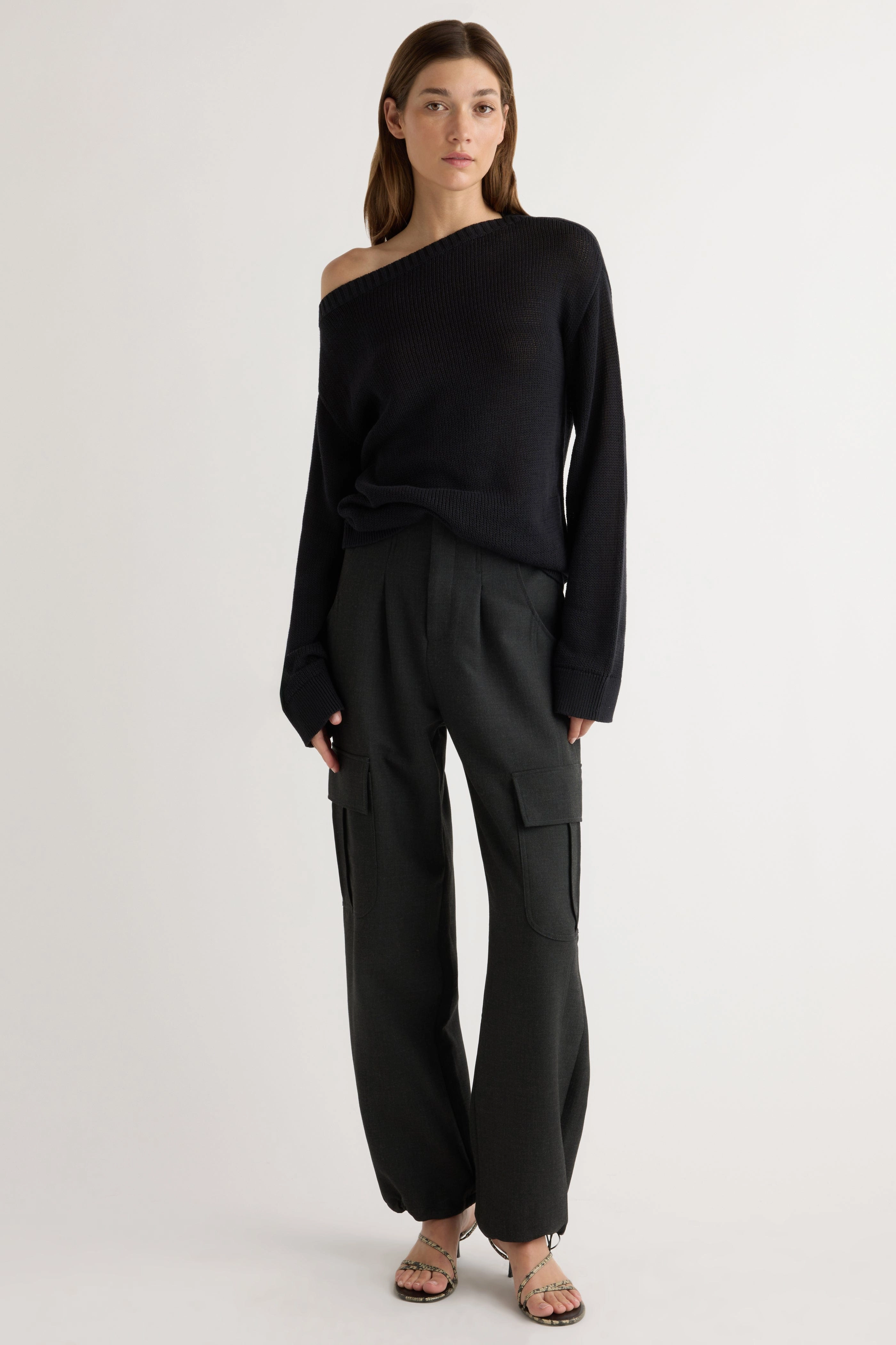 Layered Comfort Wear Issa Lightweight Off-Shoulder Sweater