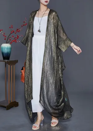 Italian Oversized Asymmetrical Design Silk Long Cardigan Fall ML0414