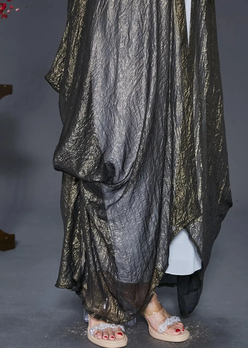 Italian Oversized Asymmetrical Design Silk Long Cardigan Fall ML0414
