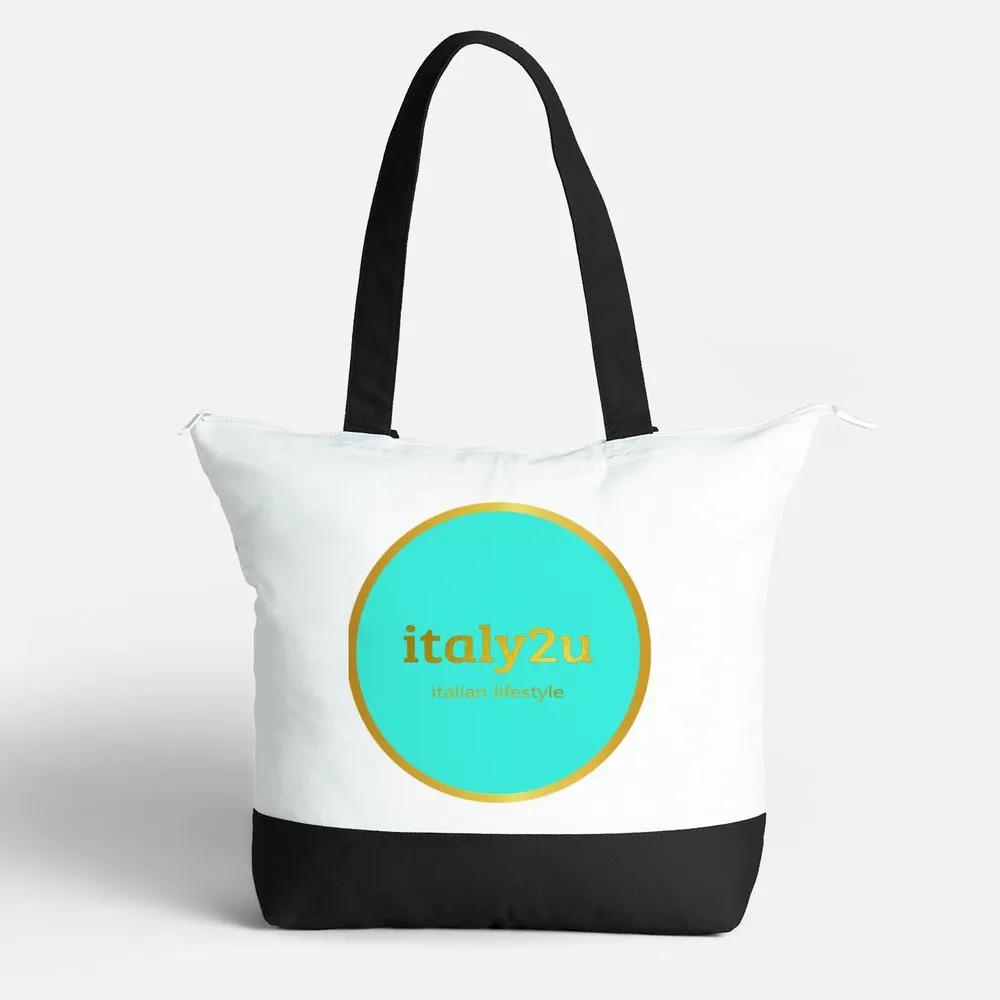 ITALY2U Large Zip Cotton Tote Bag merchandise