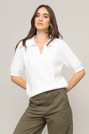 Circular Knit Sustainability Guide Ivy Short Sleeve Cable Sweater