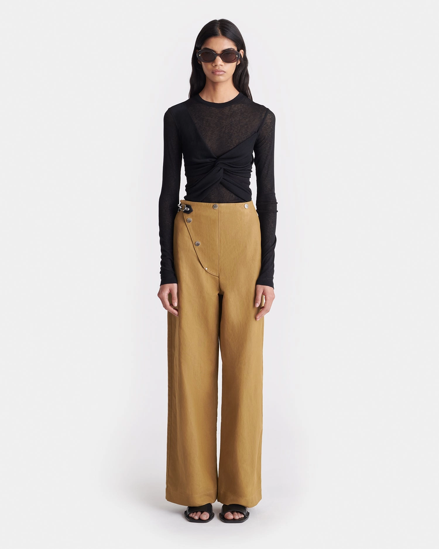 Chic Look Izolda - Draped Mesh Jersey Top - Black