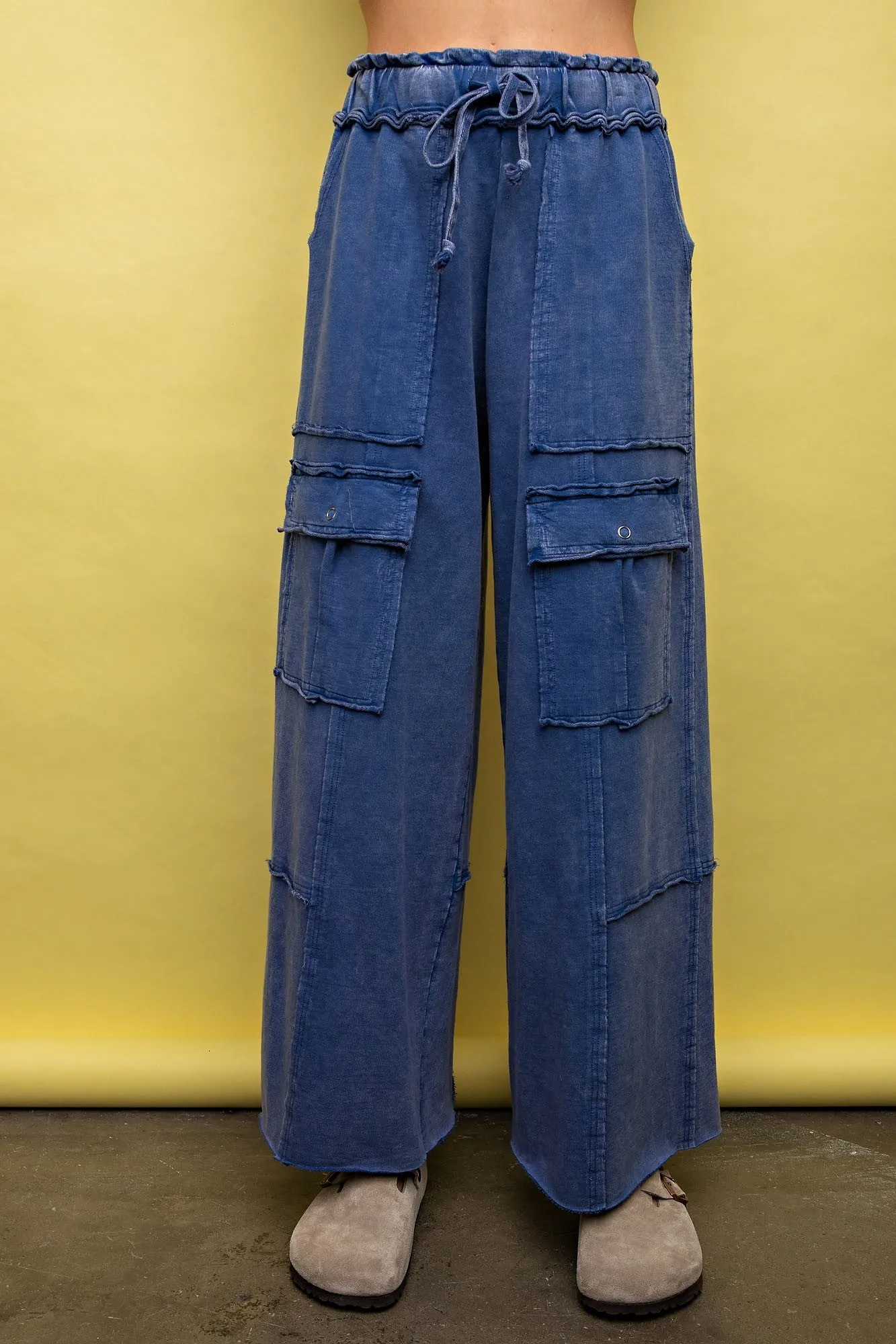 Jackson Mineral Washed Terry Knit Wide Cargo Pants