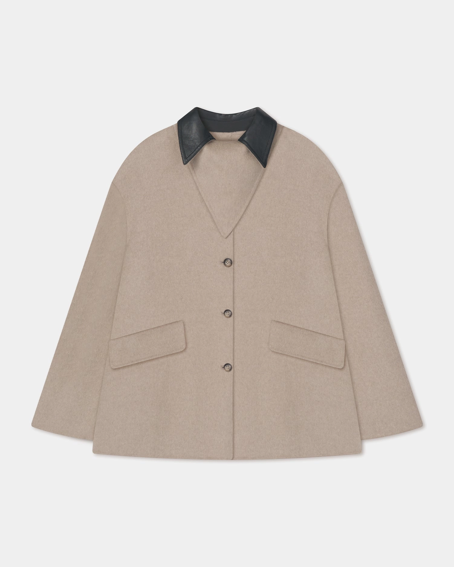 Jada - Double Wool/Regen Leather Jacket - Stone/Black Body Performance Tall-sizes