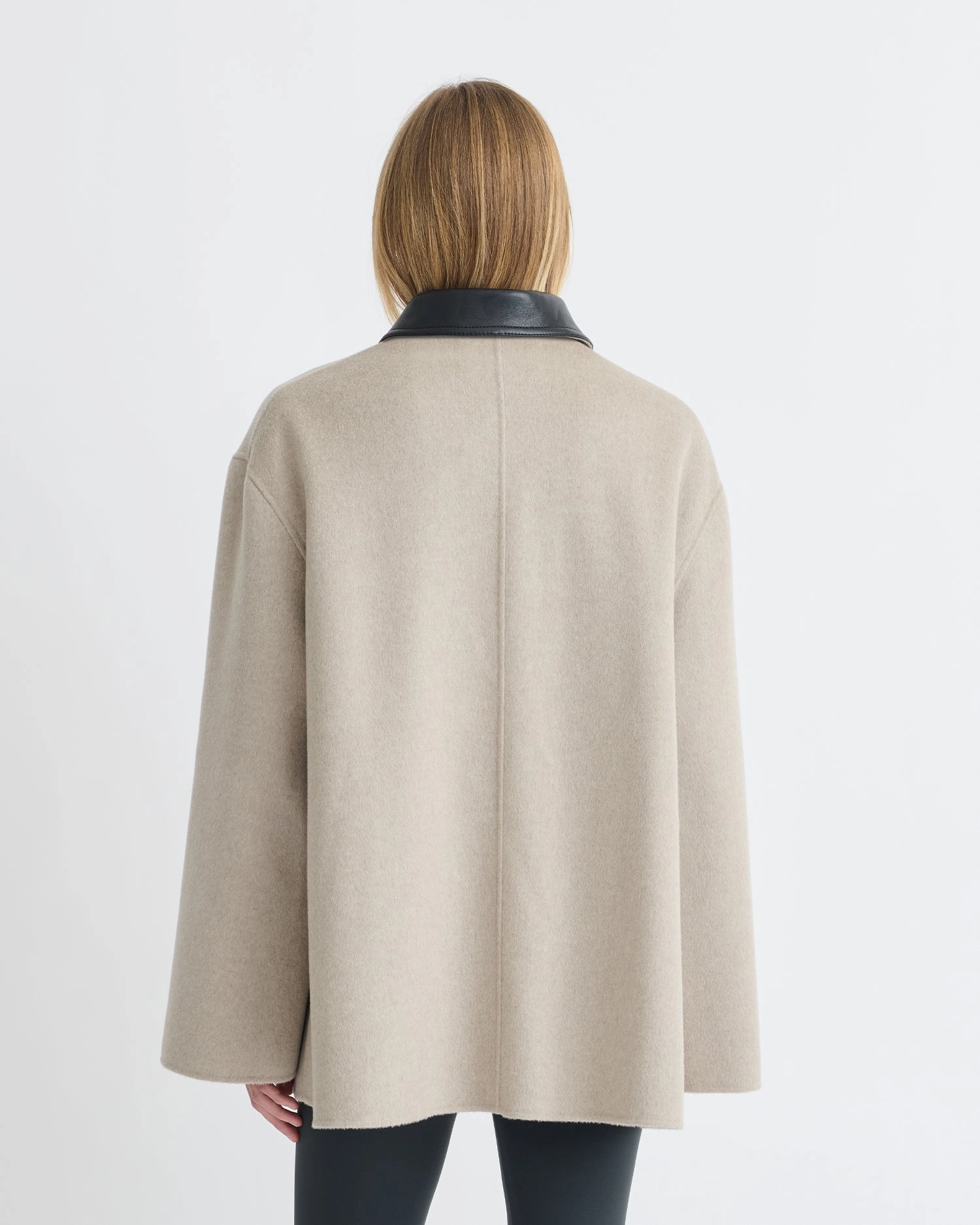 Functional Movement Bright Color Jada - Double Wool/Regen Leather Jacket - Stone/Black