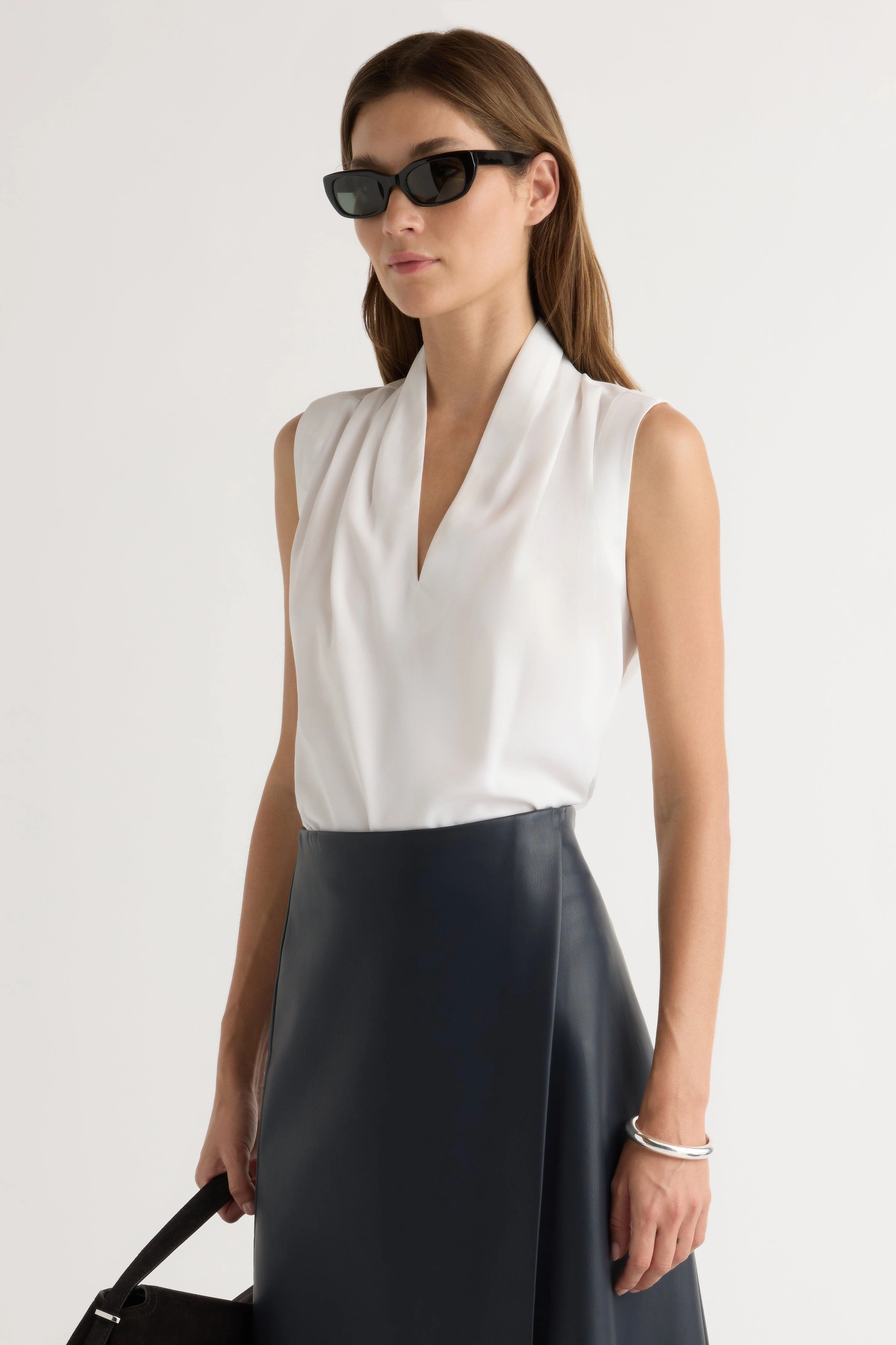 Jae V-Neck Sleeveless Blouse BoxyCrop