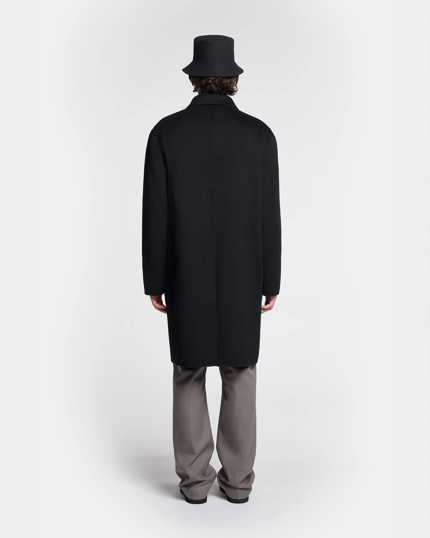 Flat Lock Seams dim Janno - Double Wool Silk Coat - Black