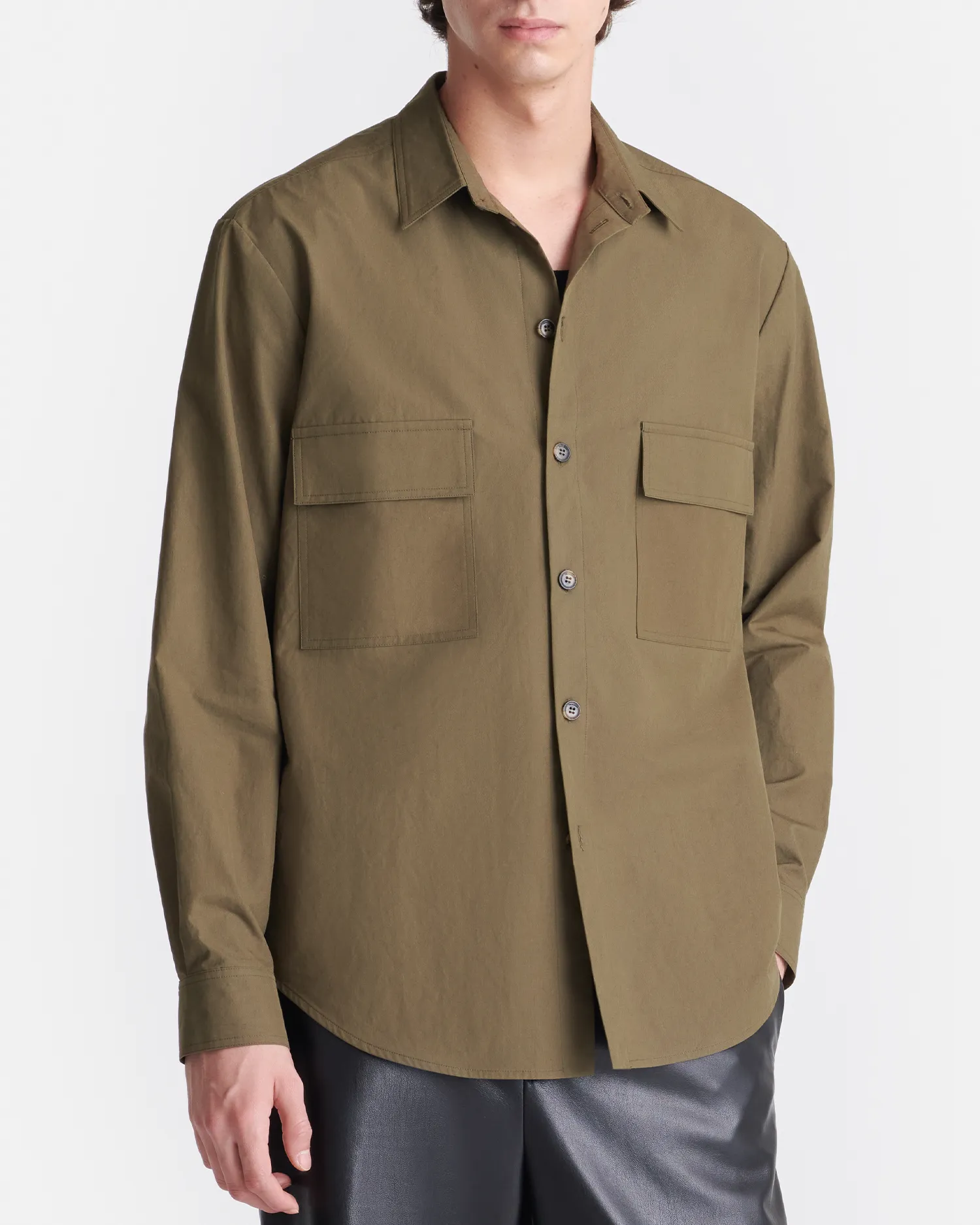 Jari - Long-Sleeve Shirt - Uniform Green artisanal quality Daily Fit