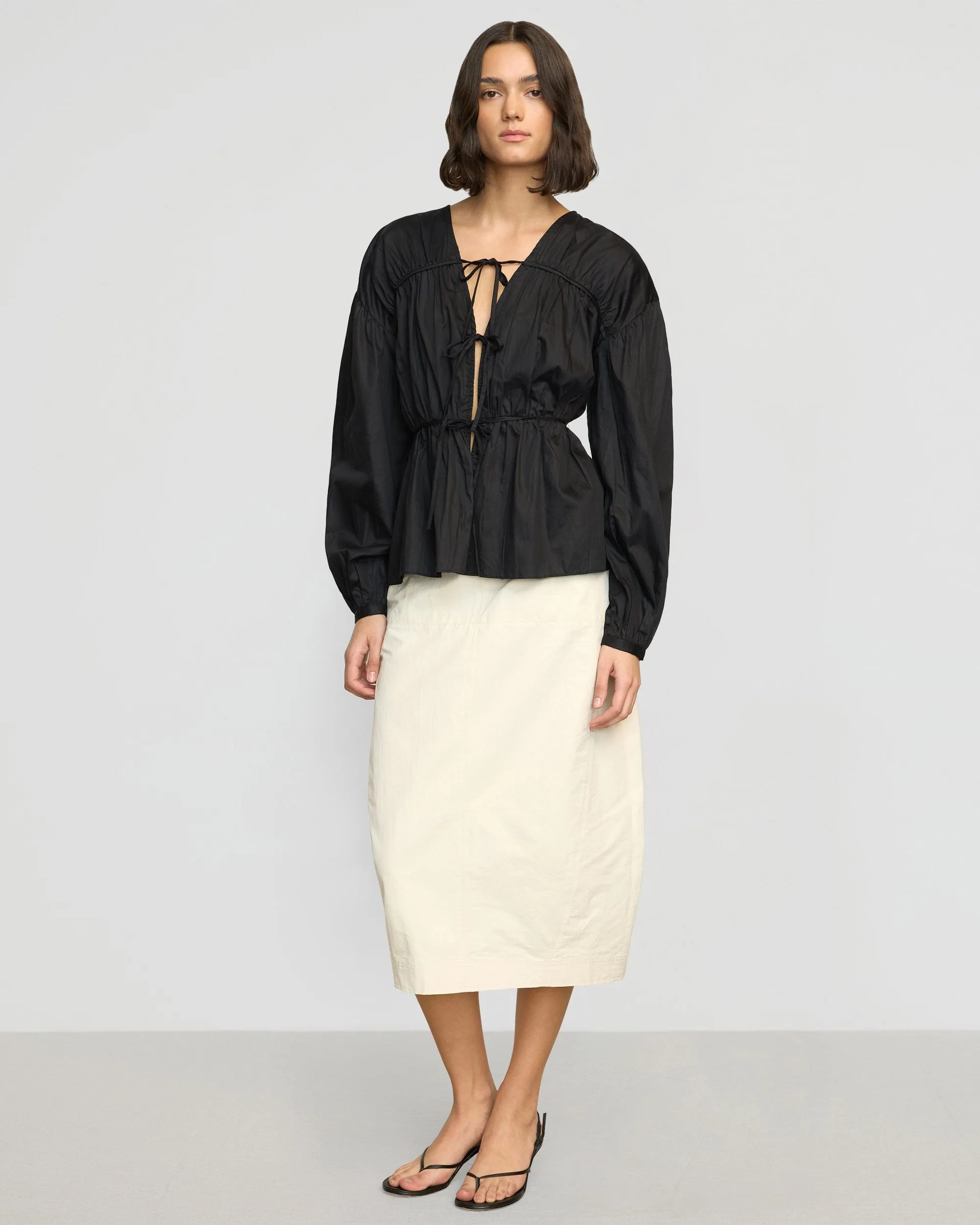 Jarmaine Back-Slit Barrel Skirt Street Edge