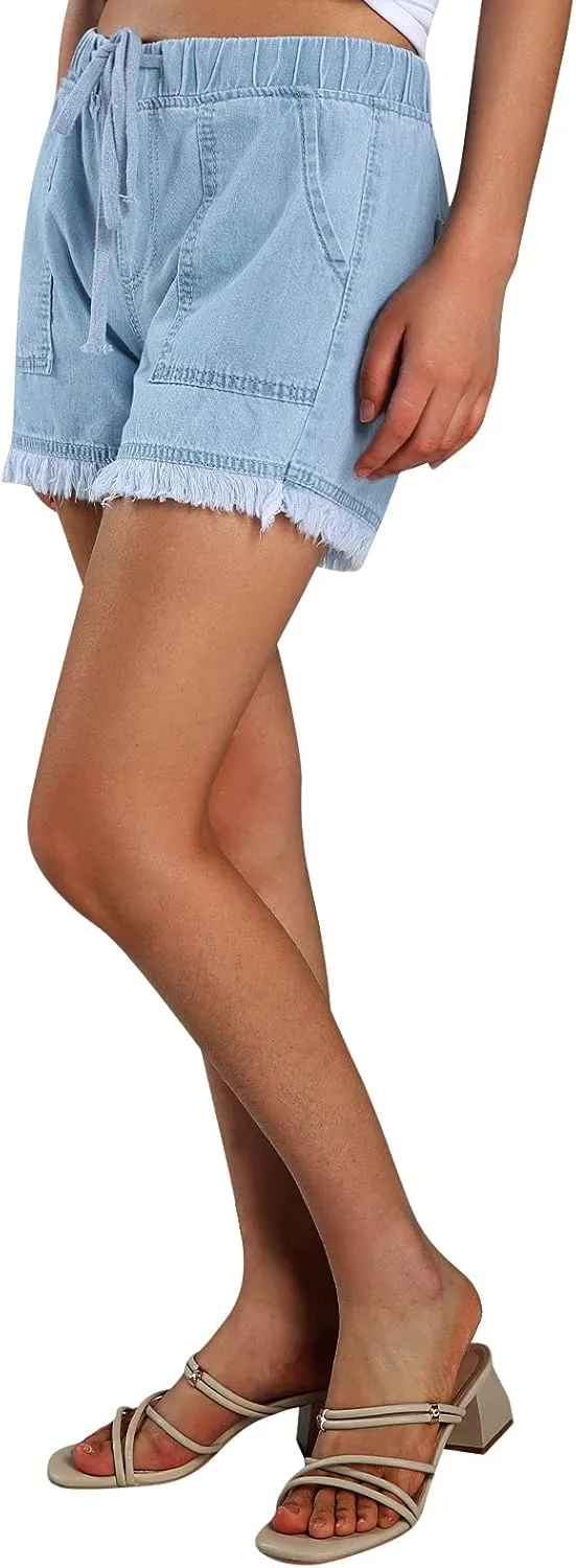 Jean for Women High Waisted Stretchy Casual Ripped Frayed Hem Summer Trendy Shorts