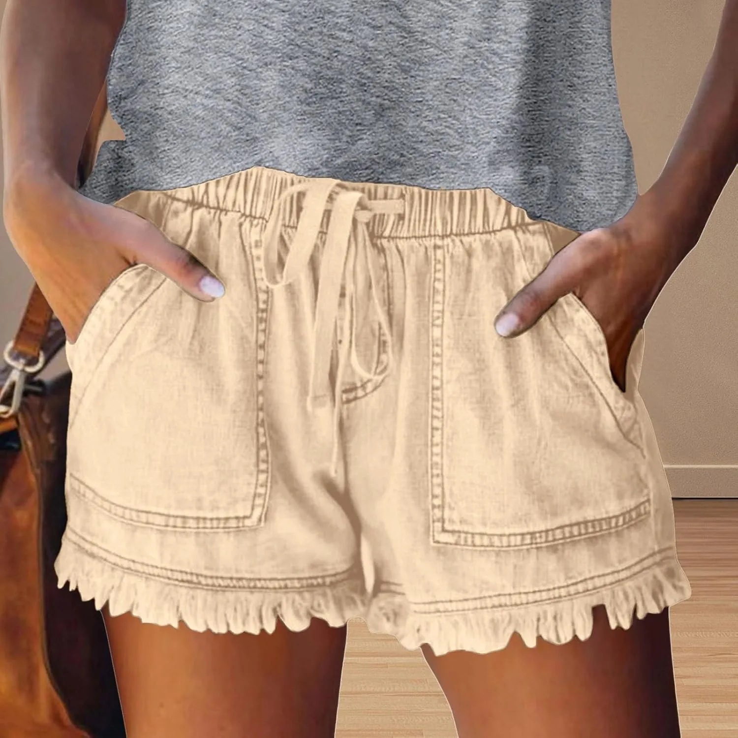 Jean Shorts for Women High Waisted Stretchy Casual Denim Shorts Ripped Frayed Hem Summer Trendy Shorts