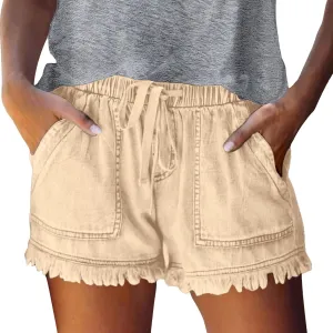 Jean Shorts for Women High Waisted Stretchy Casual Denim Shorts Ripped Frayed Hem Summer Trendy Shorts