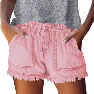 Jean Shorts for Women High Waisted Stretchy Casual Denim Shorts Ripped Frayed Hem Summer Trendy Shorts