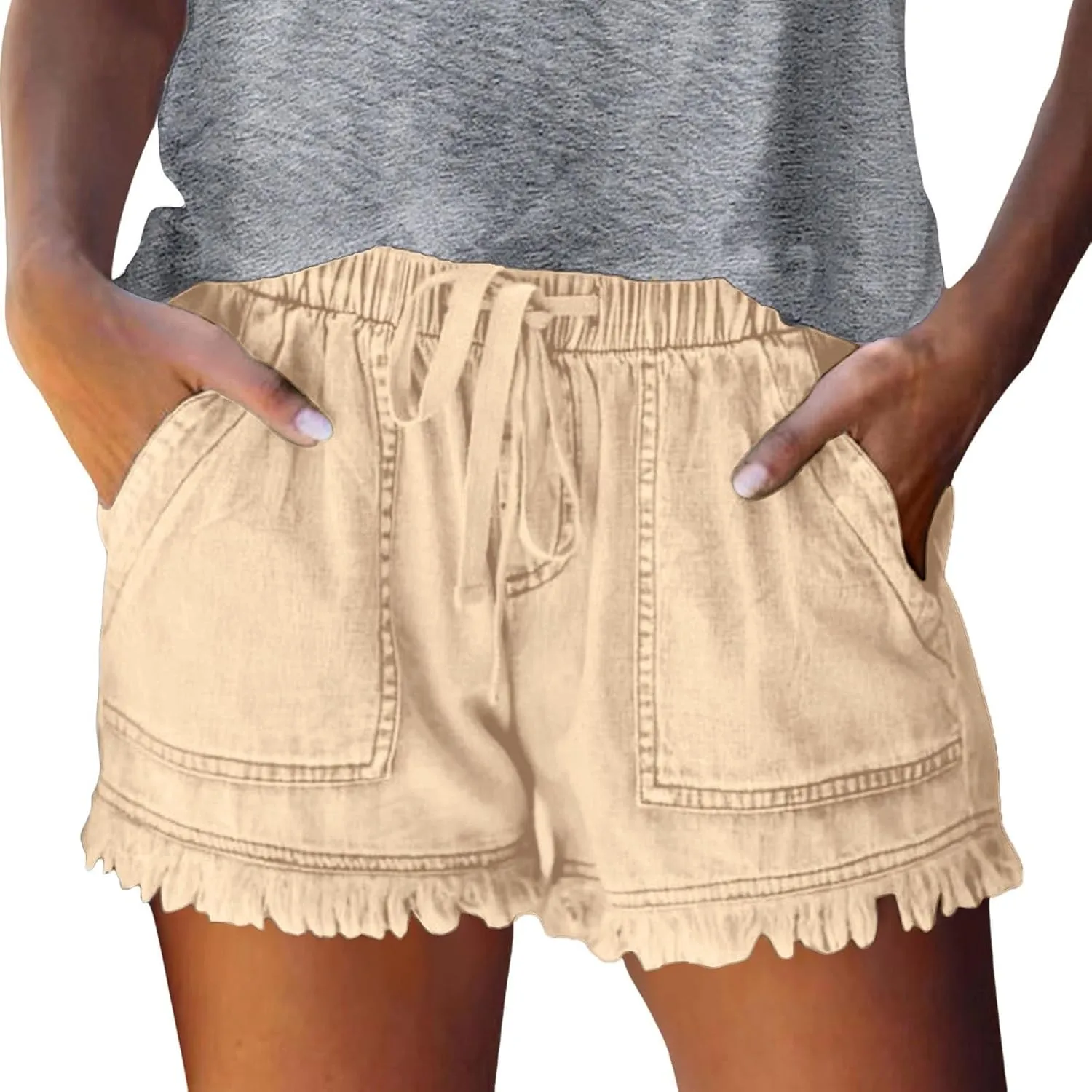 Jean Shorts for Women High Waisted Stretchy Casual Denim Shorts Ripped Frayed Hem Summer Trendy Shorts
