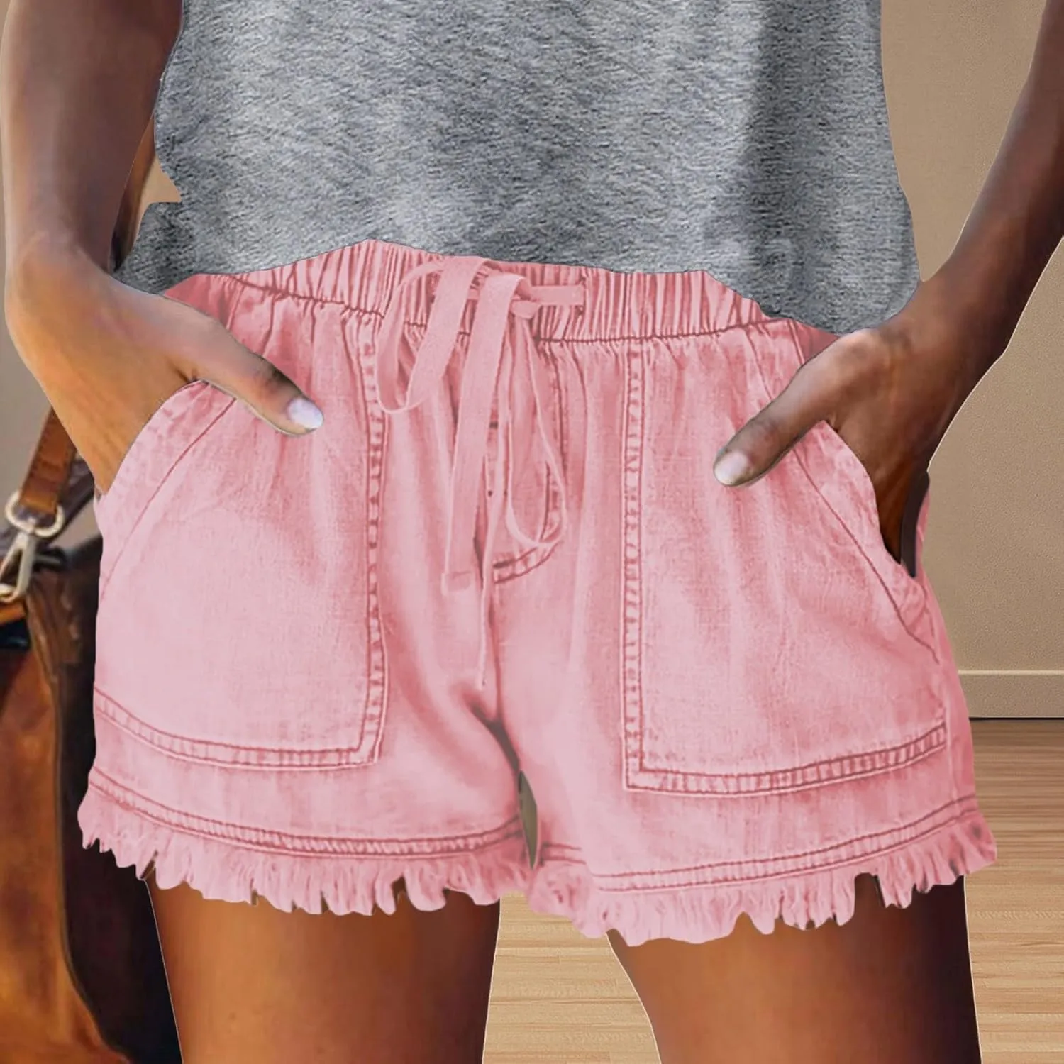 Jean Shorts for Women High Waisted Stretchy Casual Denim Shorts Ripped Frayed Hem Summer Trendy Shorts
