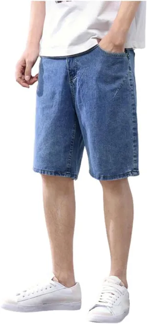 Jean Shorts Men Stretch Relaxed Fit Denim Shorts Casual Streetwear Jean Super Comfy Stretch Cargo Shorts for Summer Outdoor