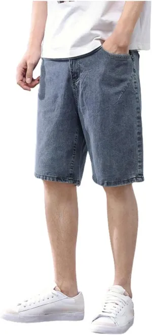 Jean Shorts Men Stretch Relaxed Fit Denim Shorts Casual Streetwear Jean Super Comfy Stretch Cargo Shorts for Summer Outdoor