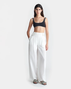 Blackout fabric Sporty Vibe Jenci - Pleated Wide-Leg Pants - White