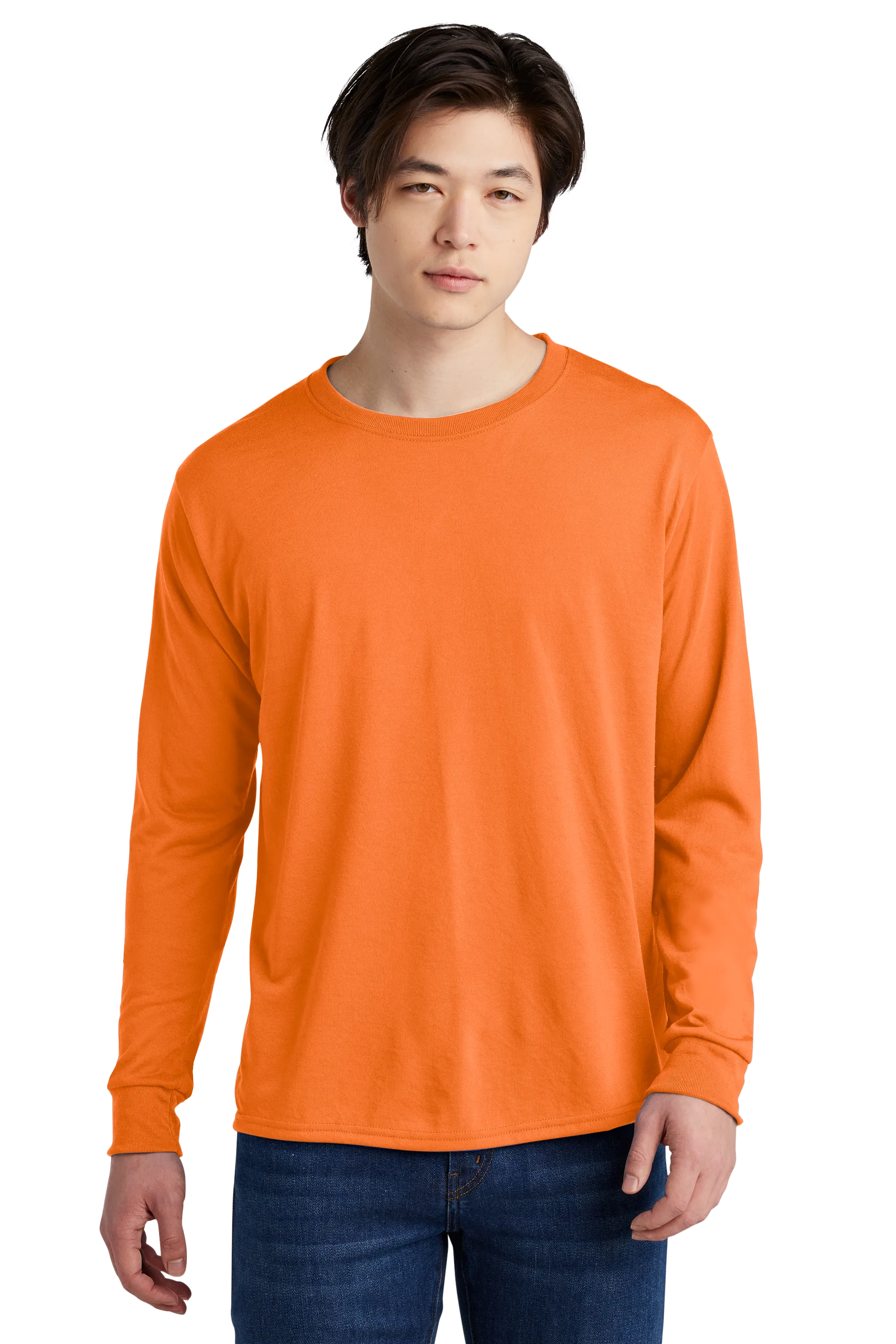 Jerzees® Dri-Power® 100% Polyester Long Sleeve T-Shirt - Safety Orange