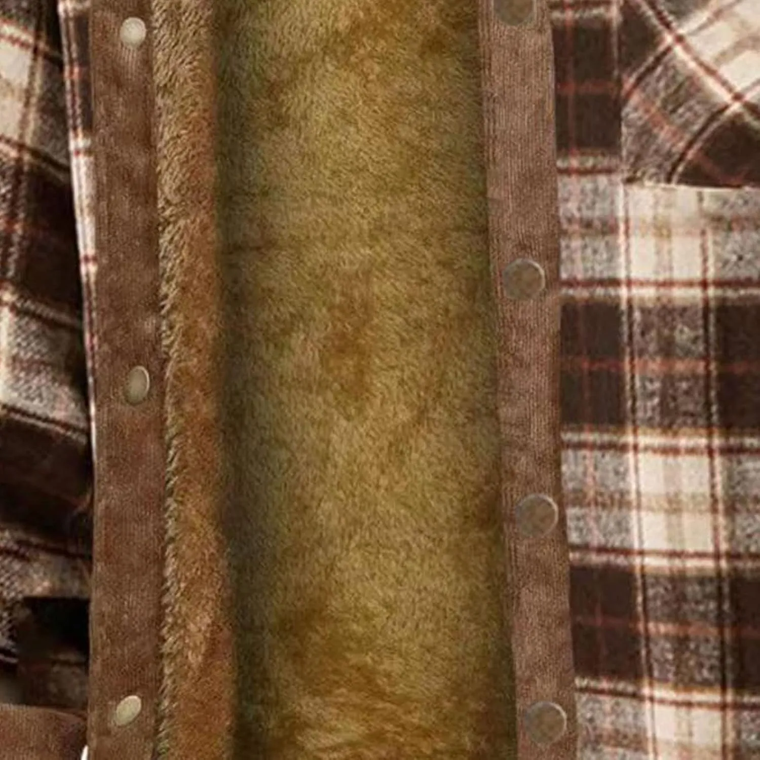 JEsilunmaMY Men's Fleece Lined Plaid Corduroy Jacket Button Stand Collar Flannel Sherpa Coat Warm Winter Thick Shacket Shirt