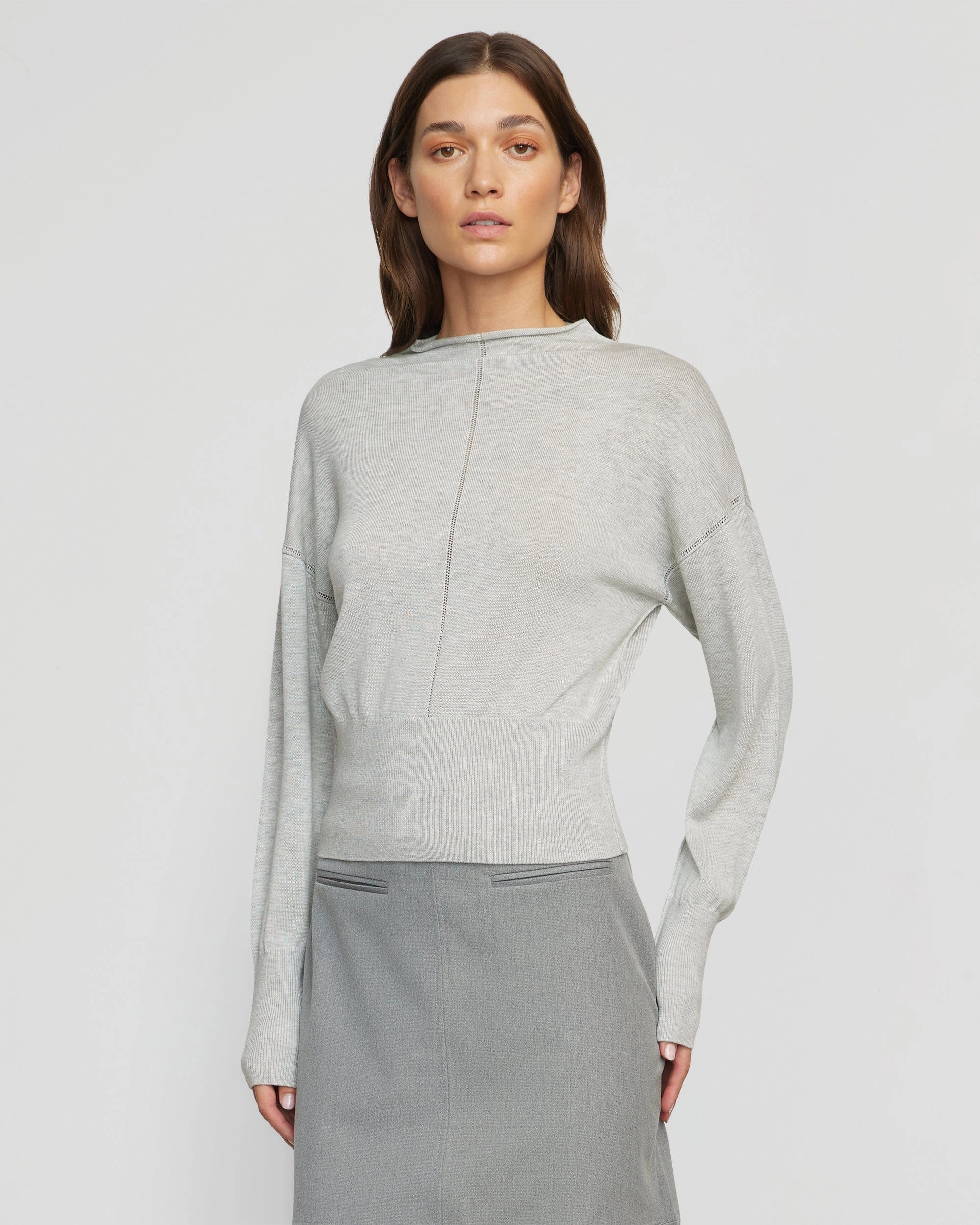 Breathable Performance Sport Flex Jillian Pointelle Tencel-Wool Sweater
